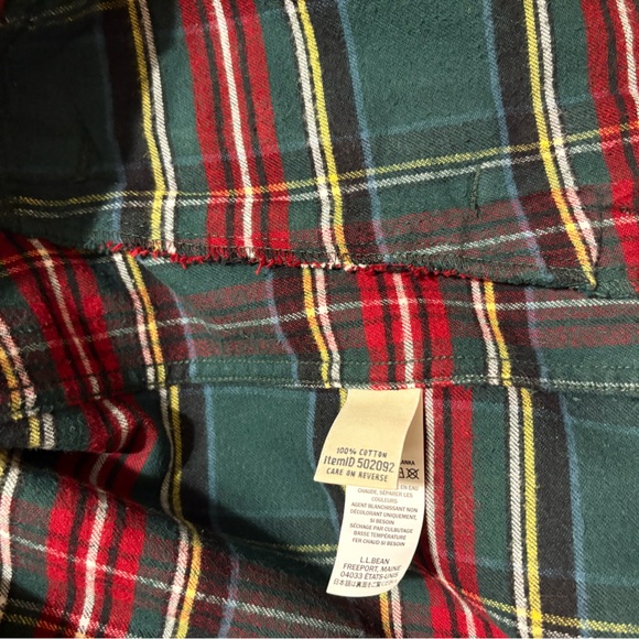 L.L. Bean Women's Cotton Flannel Hooded Unlined Shacket Red Green Plaid Size M - Picture 5 of 7
